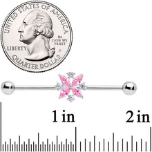 Load image into Gallery viewer, 14G Pink CZ Gem Star Burst Industrial Barbell 38mm
