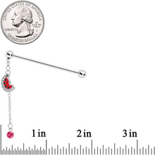 Load image into Gallery viewer, 14G Clear Pink Gem Watermelon Chain Dangle Industrial Barbell 38mm
