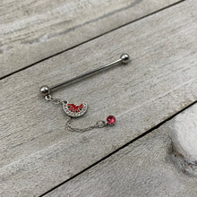 Load image into Gallery viewer, 14G Clear Pink Gem Watermelon Chain Dangle Industrial Barbell 38mm

