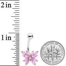 Load image into Gallery viewer, Pink CZ Gem Stylized Butterfly Belly Ring
