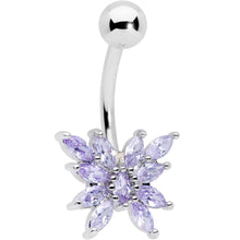 Load image into Gallery viewer, Purple CZ Gem Stylized Butterfly Belly Ring
