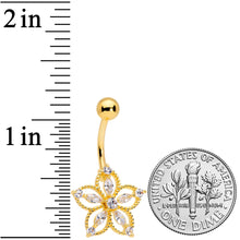Load image into Gallery viewer, Color CZ Gem Gold Tone Airy Flower Belly Ring
