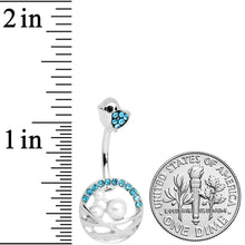 Load image into Gallery viewer, Aqua Gem Chick Basket of Eggs Belly Ring
