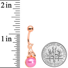 Load image into Gallery viewer, Rose Gold Tone Dog on Pink Orb Belly Ring
