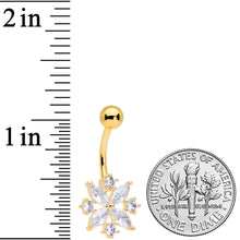 Load image into Gallery viewer, Clear CZ Gem Gold Tone Star Burst Belly Ring

