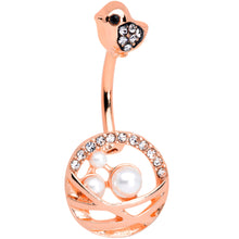 Load image into Gallery viewer, Clear Gem Rose Gold Tone Chick Basket of Eggs Belly Ring
