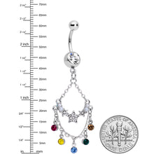 Load image into Gallery viewer, Multicolor Gem Star Chandelier Dangle Belly Ring
