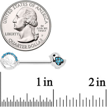 Load image into Gallery viewer, 14G 9/16 Aqua Gem Basket Chick Barbell Nipple Ring Set
