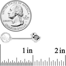 Load image into Gallery viewer, 14G 9/16 Clear Gem Basket Chick Barbell Nipple Ring Set
