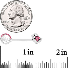 Load image into Gallery viewer, 14G 9/16 Pink Gem Basket Chick Barbell Nipple Ring Set
