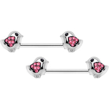 Load image into Gallery viewer, 14G 9/16 Pink Gem Easter Chick Nipple Ring Set
