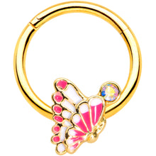 Load image into Gallery viewer, 16G 3/8 Aurora Gem Gold Tone Butterfly Hinged Segment Ring
