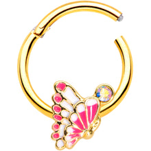 Load image into Gallery viewer, 16G 3/8 Aurora Gem Gold Tone Butterfly Hinged Segment Ring
