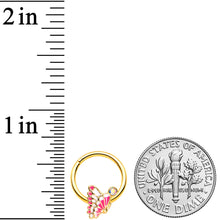 Load image into Gallery viewer, 16G 3/8 Aurora Gem Gold Tone Butterfly Hinged Segment Ring
