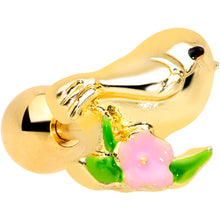 Load image into Gallery viewer, 16G 1/4 Gold Tone Bird Pink Flower Cartilage Tragus
