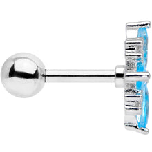 Load image into Gallery viewer, 16G 1/4 Clear Aqua CZ Gem Star Burst Cartilage Tragus
