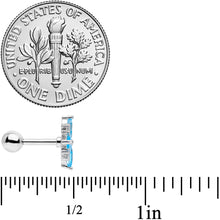 Load image into Gallery viewer, 16G 1/4 Clear Aqua CZ Gem Star Burst Cartilage Tragus
