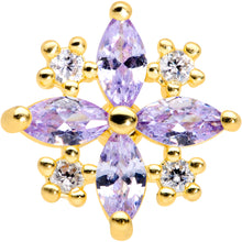 Load image into Gallery viewer, 16G 1/4 Clear Purple CZ Gem Gold Tone Star Burst Cartilage Tragus
