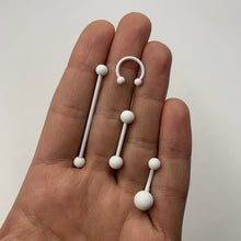 Load image into Gallery viewer, 16G 3/8 White Matte Horseshoe Circular Barbell
