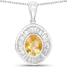 Load image into Gallery viewer, 4.18 Carat Genuine Citrine and White Topaz .925 Sterling Silver Pendant
