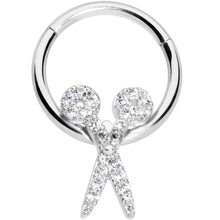 Load image into Gallery viewer, 16G 3/8 Clear CZ Gem Scissors Hinged Segment Ring

