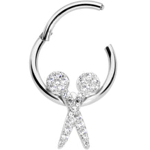 Load image into Gallery viewer, 16G 3/8 Clear CZ Gem Scissors Hinged Segment Ring
