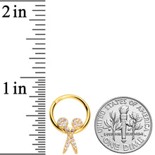 Load image into Gallery viewer, 16G 3/8 Clear CZ Gem Gold Tone Scissors Hinged Segment Ring
