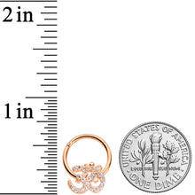 Load image into Gallery viewer, 16G 3/8 Clear CZ Gem Rose Gold Tone Om Hinged Segment Ring
