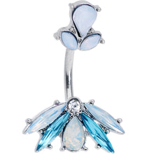 Load image into Gallery viewer, Blue White Faux Opal Baroque Beauty Double Mount Belly Ring

