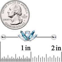 Load image into Gallery viewer, 14G Blue White Faux Opal Baroque Beauty Industrial Barbell 38mm
