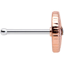 Load image into Gallery viewer, 20G 7.5mm Clear Gem Rose Gold Tone Sailors Compass Nose Bone
