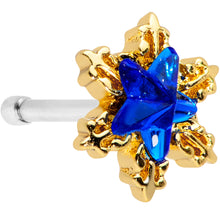 Load image into Gallery viewer, 20G 7mm Blue Gem Gold Tone Star Nose Bone

