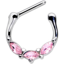 Load image into Gallery viewer, 16G 5/16 Pink Gem Oval Trio Cartilage Clicker
