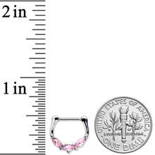 Load image into Gallery viewer, 16G 5/16 Pink Gem Oval Trio Cartilage Clicker
