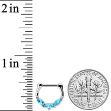 Load image into Gallery viewer, 16G 5/16 Aqua Gem Oval Trio Cartilage Clicker
