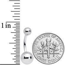 Load image into Gallery viewer, 14G 3/8 Grade 23 Large Ball Titanium Belly Ring Curved Barbell
