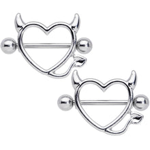 Load image into Gallery viewer, 14G 5/8 Devil Heart Valentine Nipple Shield Set
