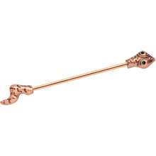 Load image into Gallery viewer, 14G Green Gem Rose Gold Tone Tribal Serpent Industrial Barbell 38mm
