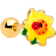 Load image into Gallery viewer, 16G 1/4 Gold Tone Sunny Flower Ladybug Cartilage Tragus
