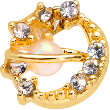 Load image into Gallery viewer, 20G 5/16 Clear Gem Gold Tone Saturn Moon Nose Hoop
