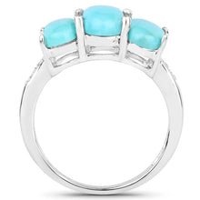 Load image into Gallery viewer, 2.97 Carat Genuine Turquoise and White Zircon .925 Sterling Silver Ring
