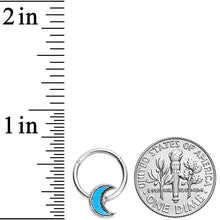 Load image into Gallery viewer, 16G 3/8 Faux Turquoise Crescent Moon Hinged Segment Ring
