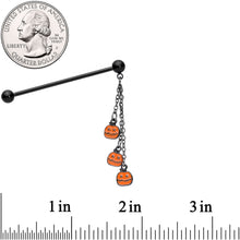 Load image into Gallery viewer, 14G Black Halloween Pumpkin Chain Dangle Industrial Barbell 38mm
