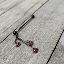 Load image into Gallery viewer, 14G Black Vampire Fangs Halloween Dangle Industrial Barbell 38mm
