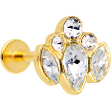 Load image into Gallery viewer, 16G 5/16 Clear Gem Gold Tone Cluster Labret Monroe Tragus
