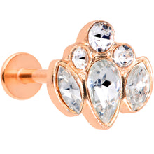 Load image into Gallery viewer, 16G 5/16 Clear Gem Rose Gold Tone Cluster Labret Monroe Tragus
