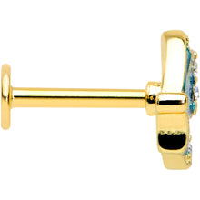 Load image into Gallery viewer, 16G 5/16 Clear Gem Gold Tone Blues Butterfly Labret Monroe Tragus
