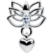 Load image into Gallery viewer, 16G 5/16 Clear Gem Lotus Heart Dangle Labret Monroe Tragus
