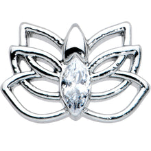 Load image into Gallery viewer, 20G 1/4 Clear Gem Open Elegant Lotus Flower Nose Bone
