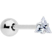Load image into Gallery viewer, Clear CZ Gem Triangle Top Barbell Tongue Ring
